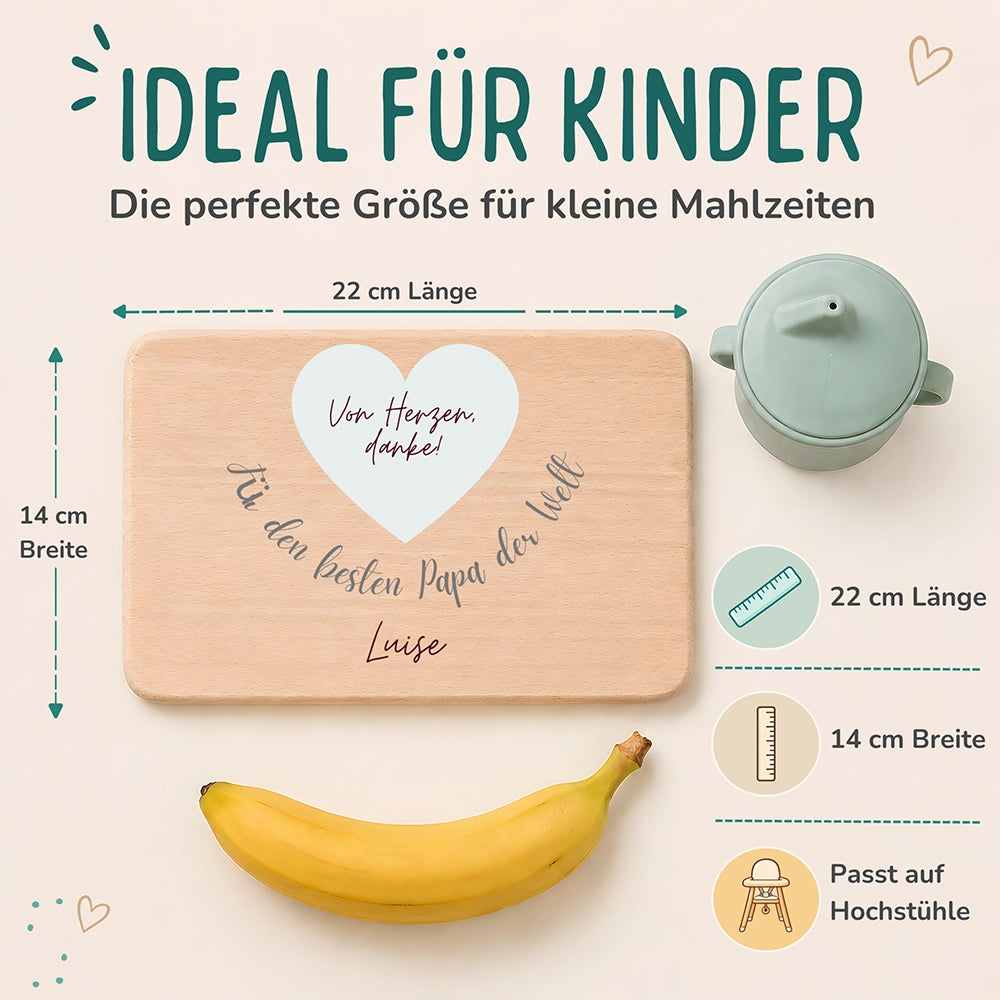 Frühstücksbrettchen Holz Für den besten Papa der Welt mit Gravur - Geschenk Vatertag
