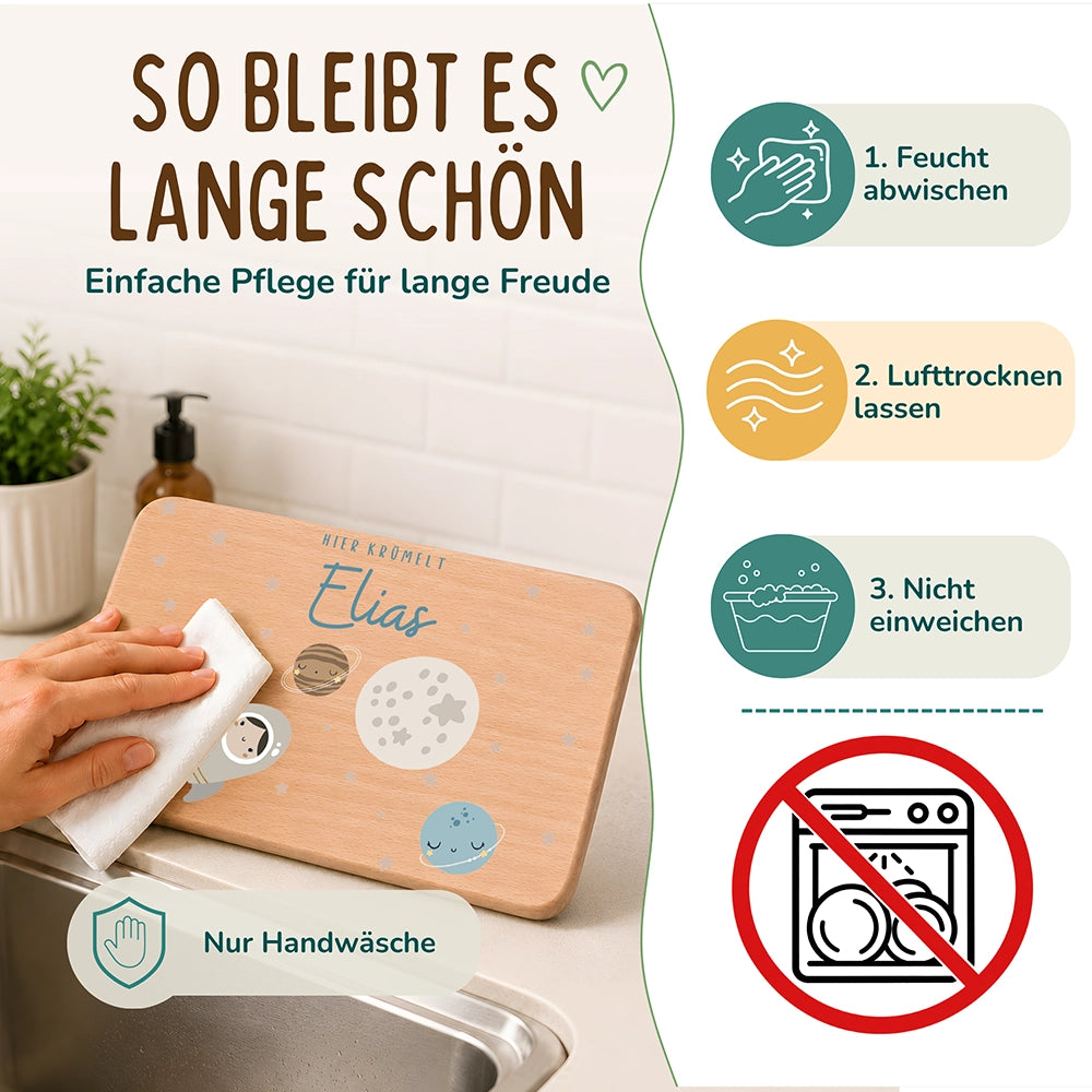Frühstücksbrettchen Holz personalisiert - Weltall