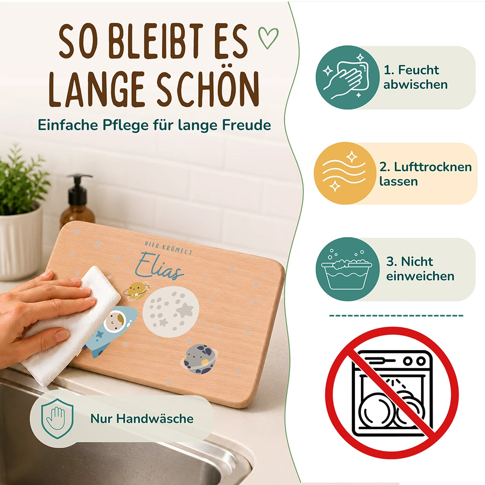 Frühstücksbrettchen Holz personalisiert - Weltall