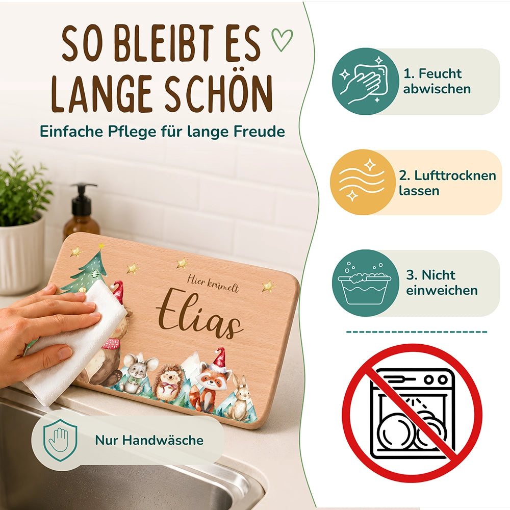 Frühstücksbrettchen Weihnachten Bär und Weihnachtsbaum - Geschenk Weihnachten
