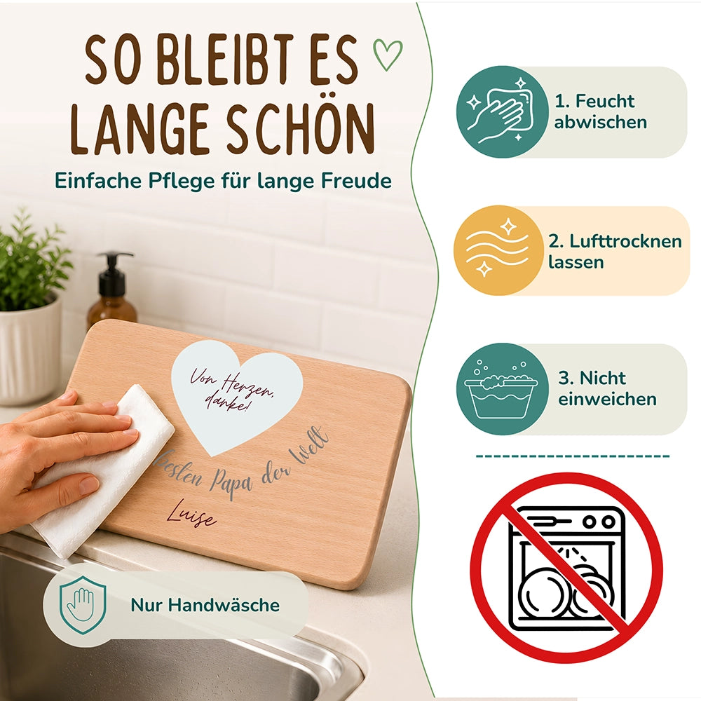 Frühstücksbrettchen Holz Für den besten Papa der Welt mit Gravur - Geschenk Vatertag