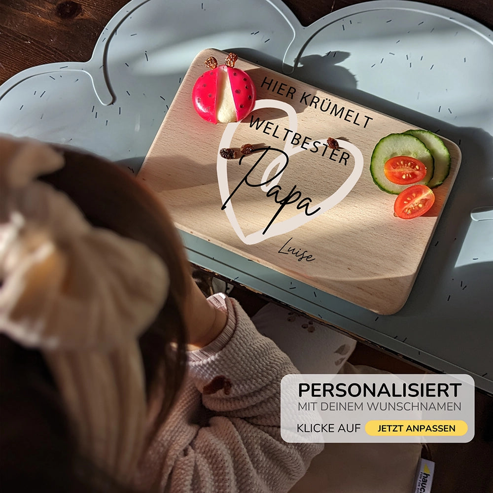 Frühstücksbrettchen Holz Weltbester Papa mit Gravur - Geschenk Vatertag