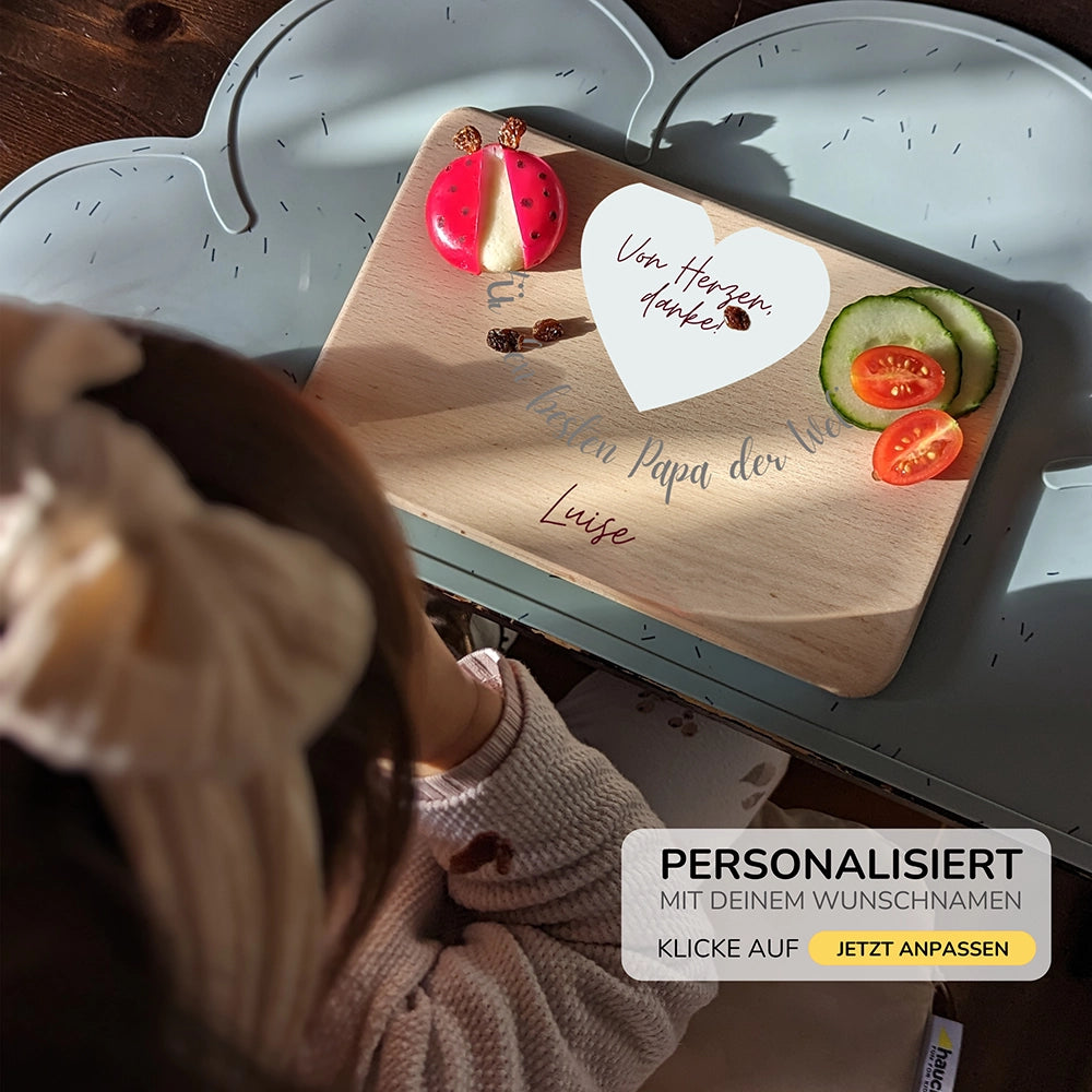 Frühstücksbrettchen Holz Für den besten Papa der Welt mit Gravur - Geschenk Vatertag