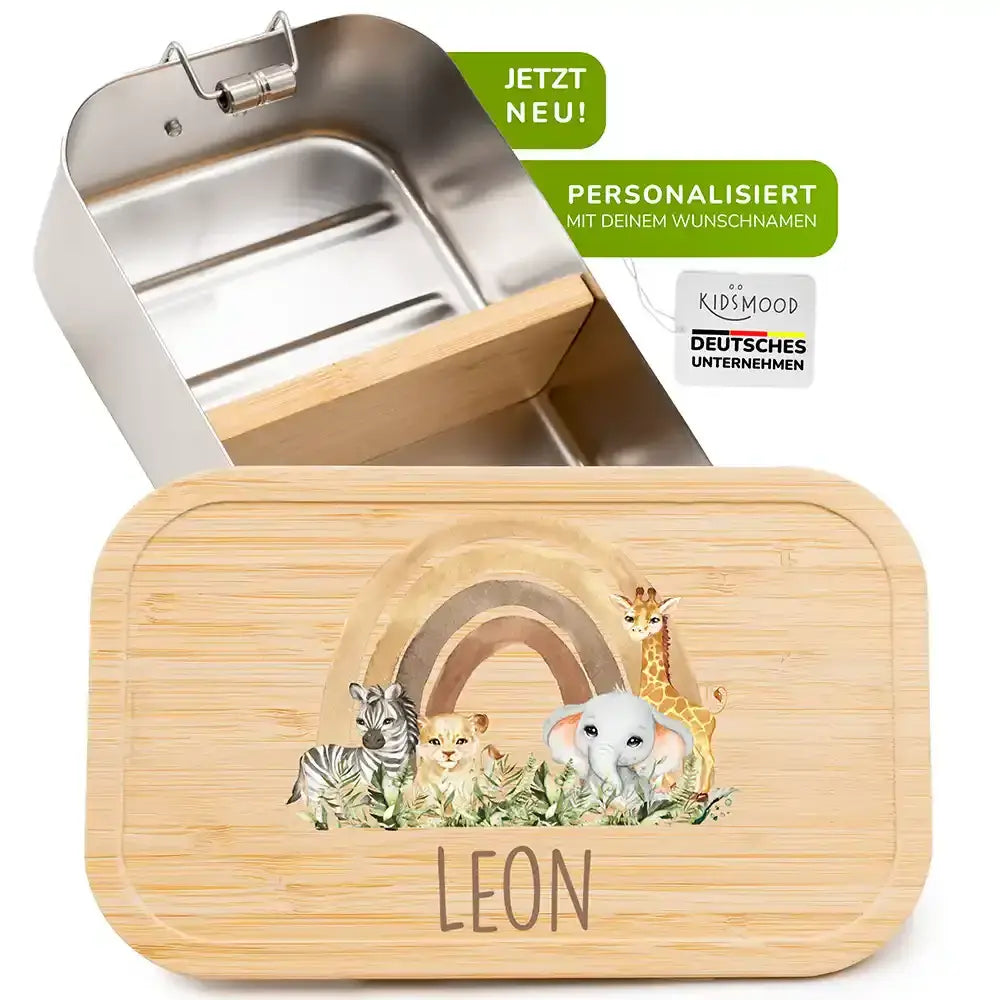 brotdose für kinder mit rainbow animals gravur