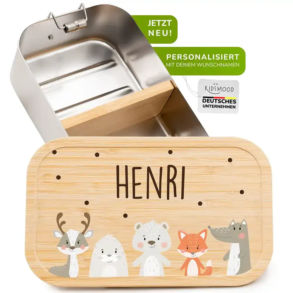 brotdose für kinder mit winter animals gravur