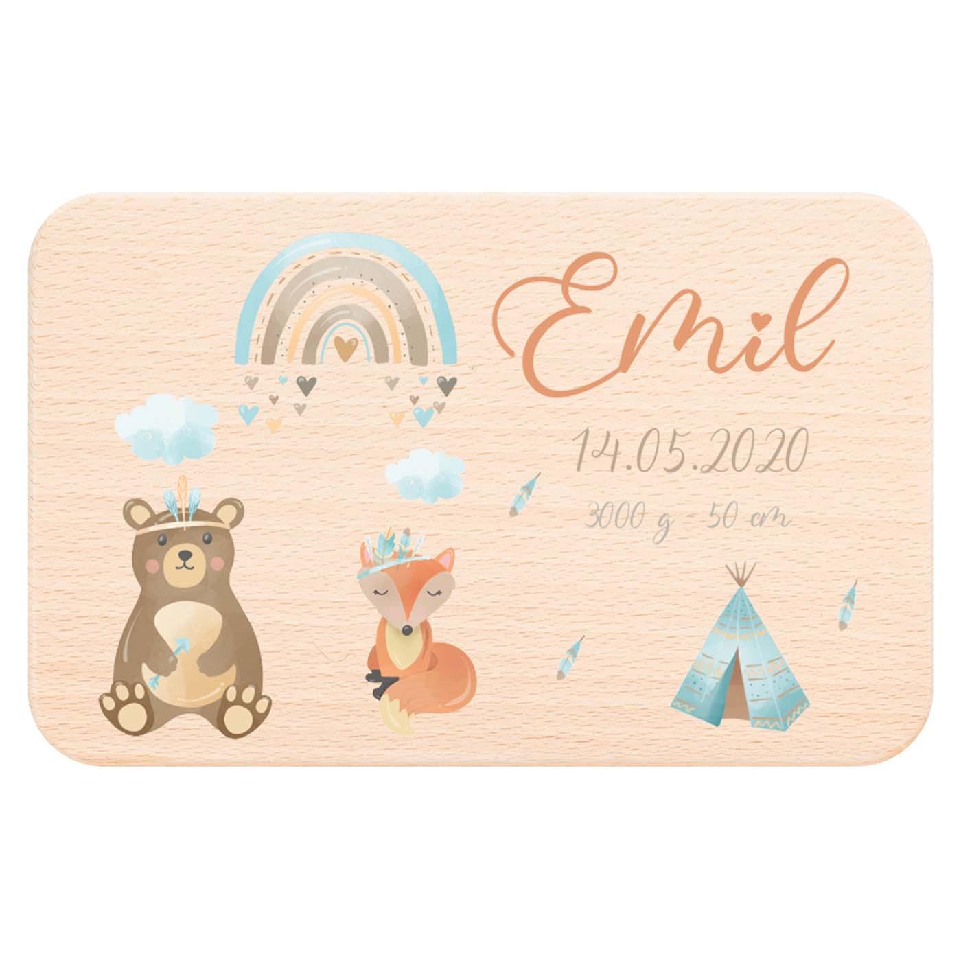 frühstücksbrettchen mit tipi motiv für kinder