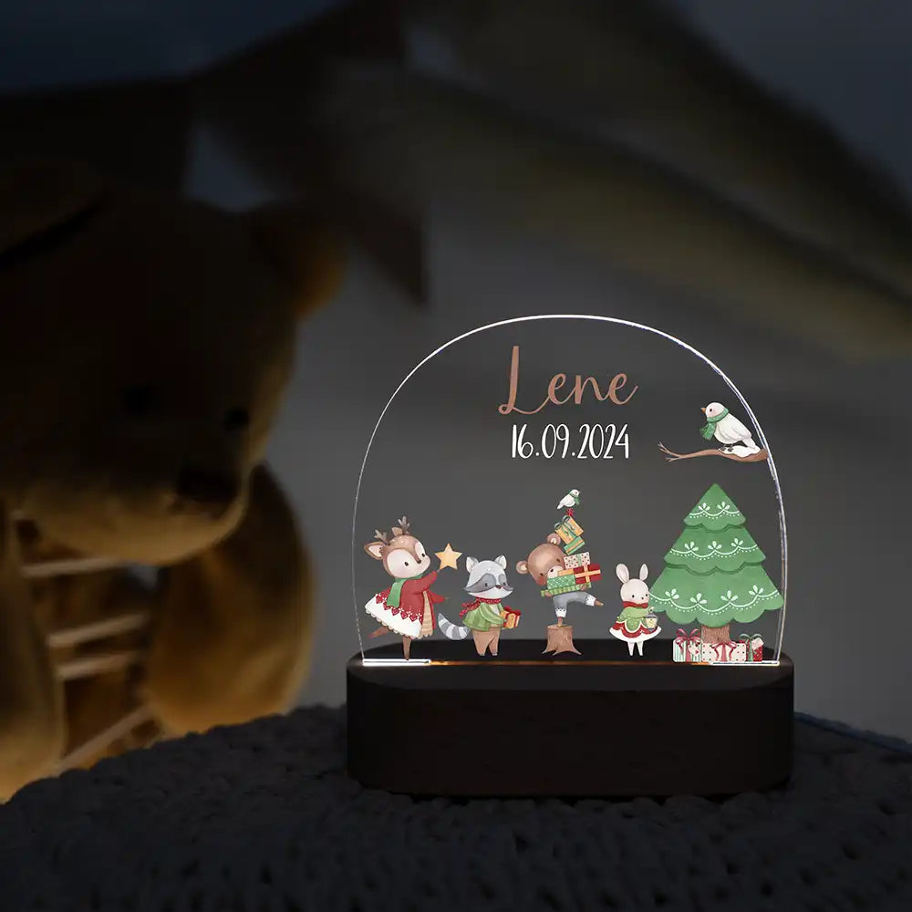 Nachtlicht Kinder personalisiert Weihnachten - Tanzende Tierfreunde