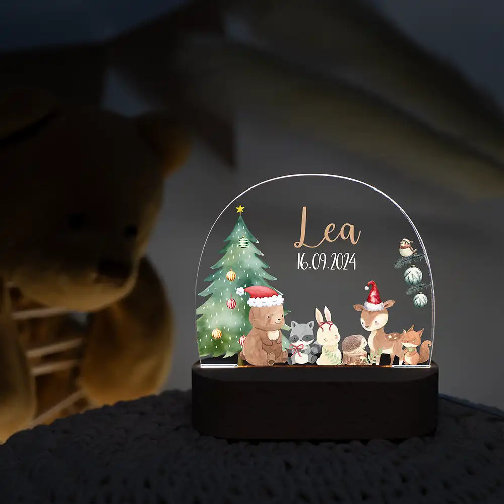 Nachtlicht Kinder personalisiert Weihnachten - Niedliche Waldtiere