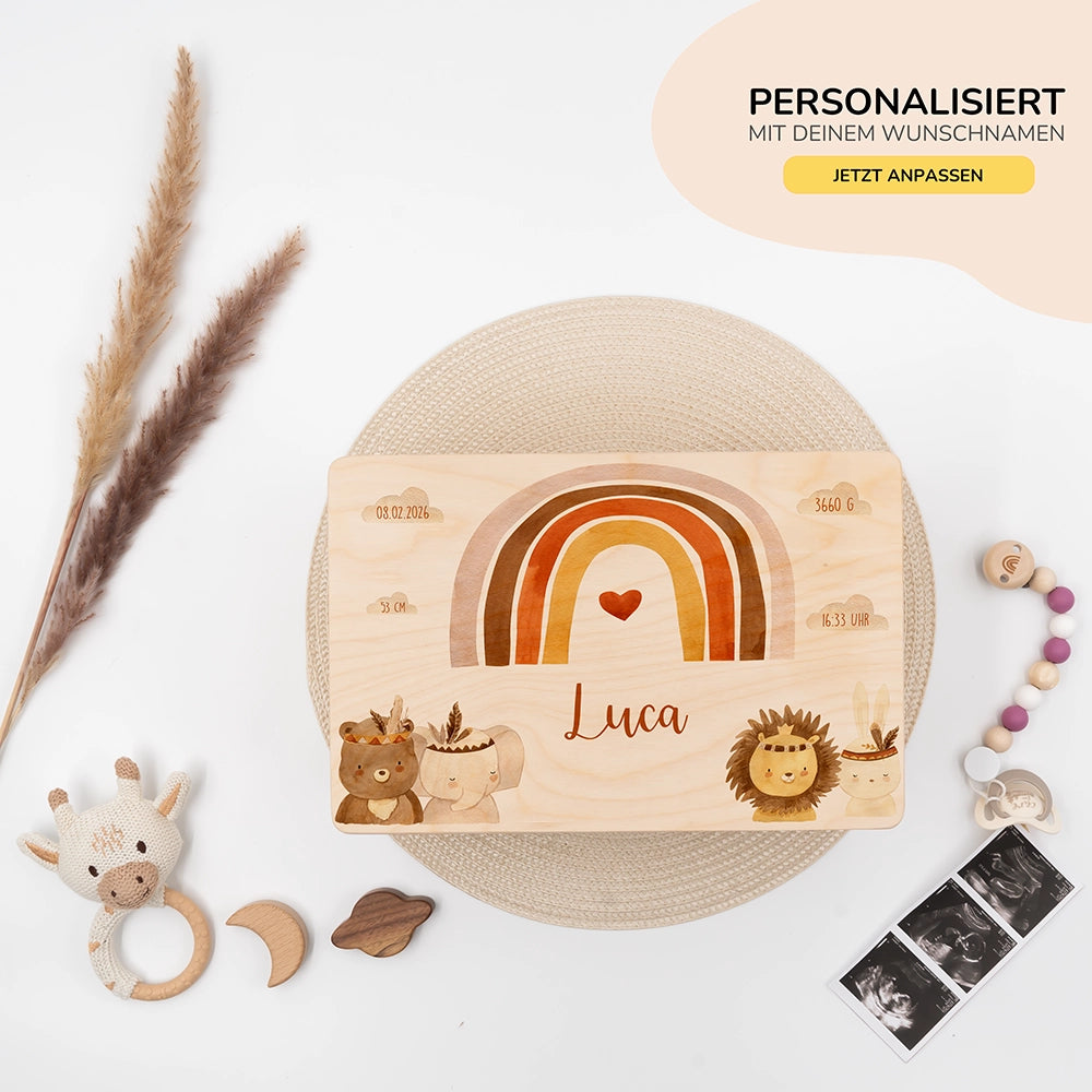 Erinnerungsbox Baby - Boho Tierfamilie