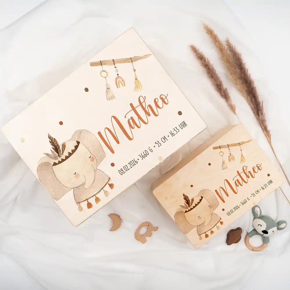 Erinnerungsbox Baby Elephant Boho