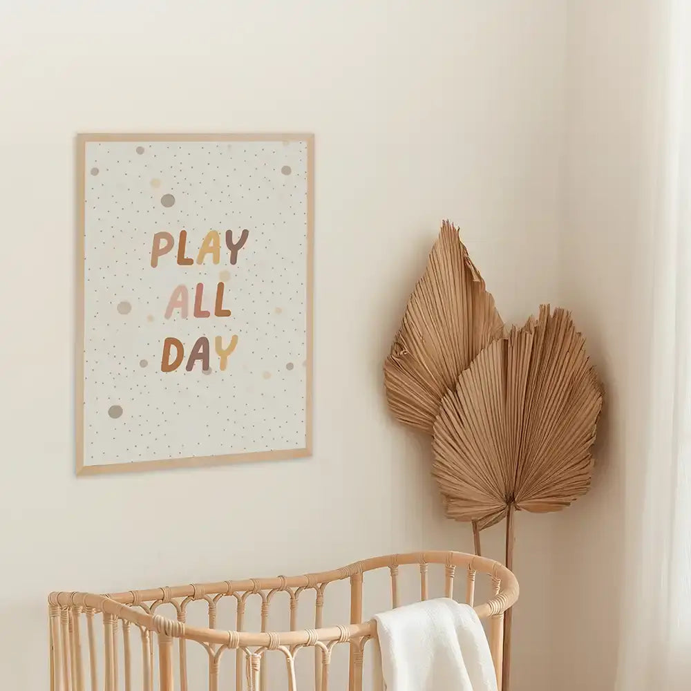 Poster 3er-Set - Engel, Häschen & "Play All Day" fürs Kinderzimmer