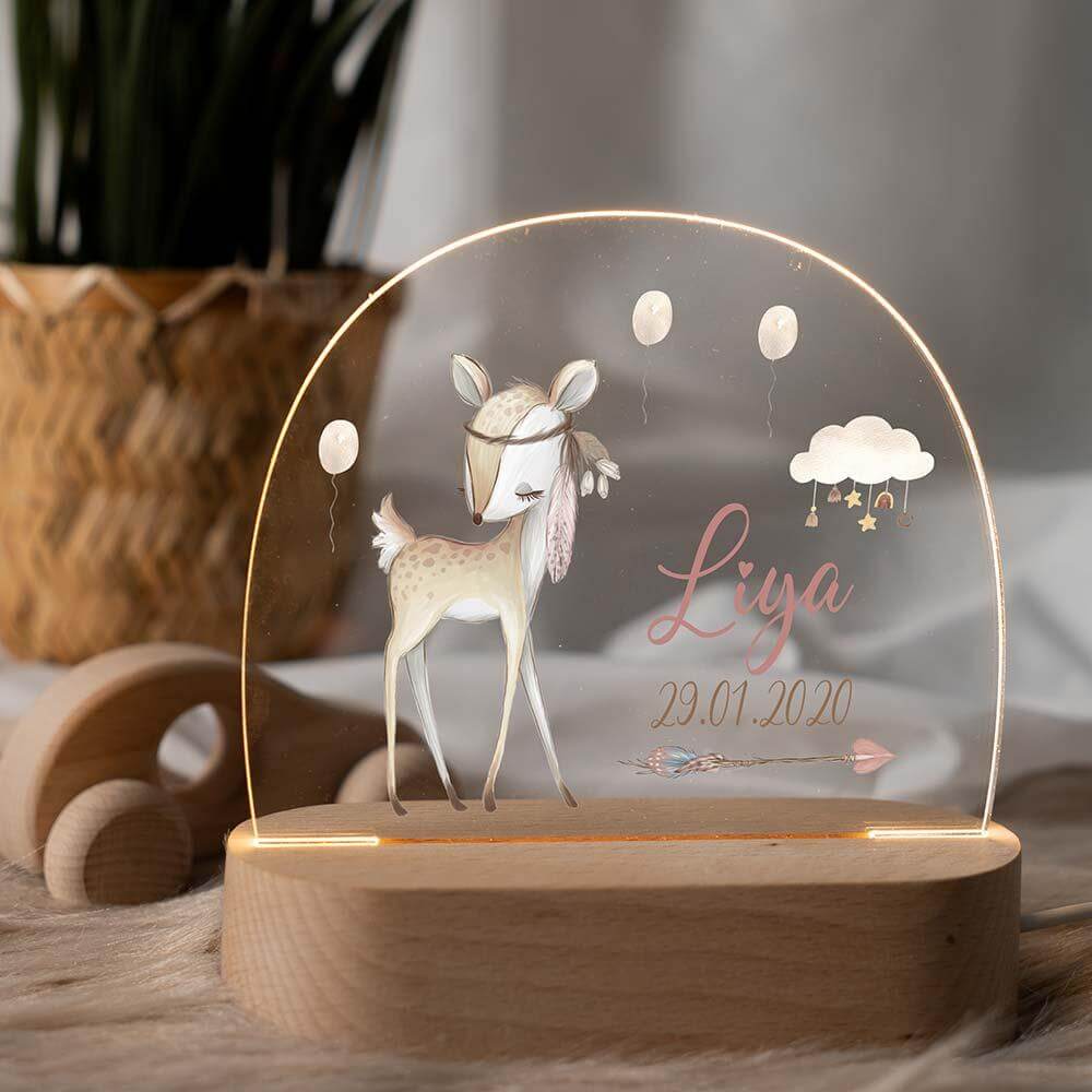 personalized night lamp with boho design