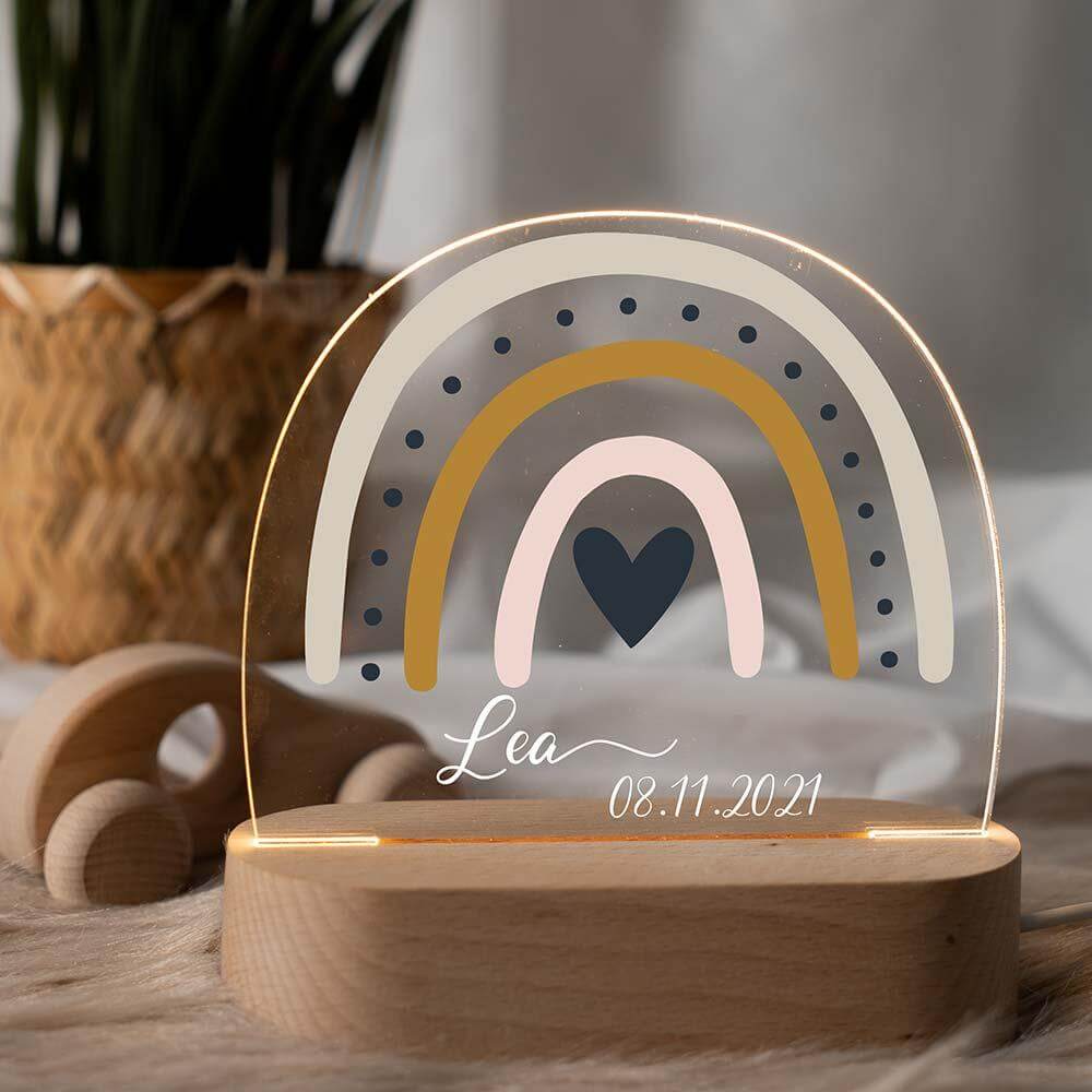 personalized minimal rainbow night lamp with custom name