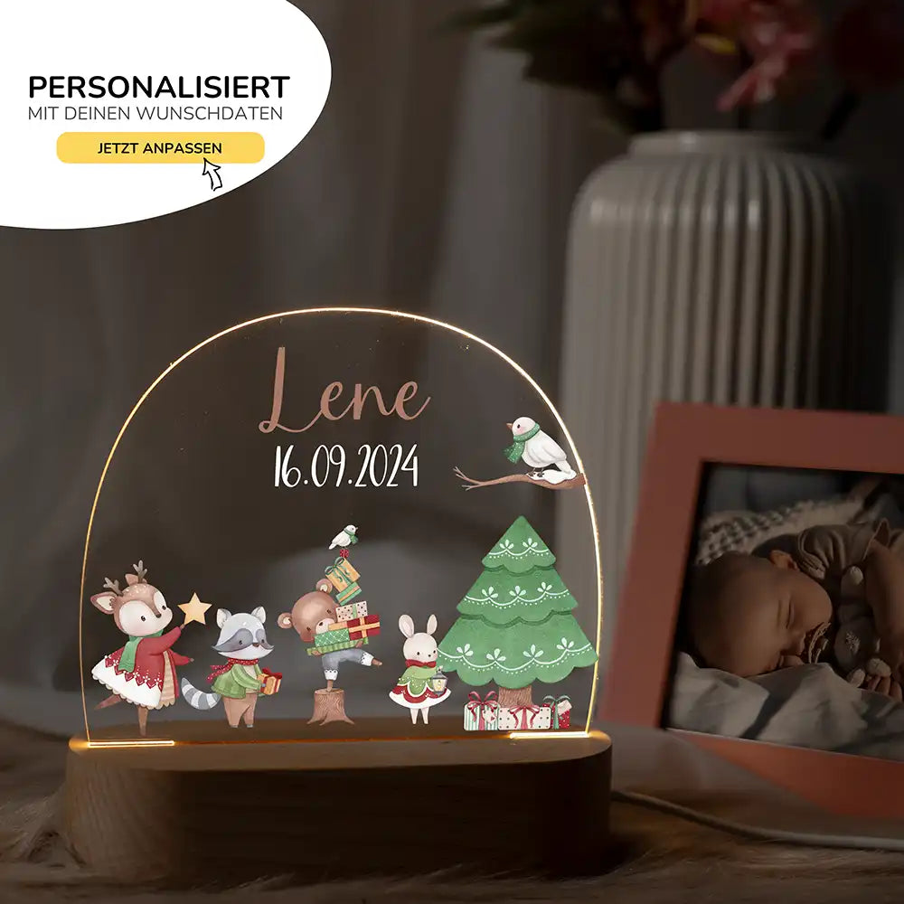 Nachtlicht Kinder personalisiert Weihnachten - Tanzende Tierfreunde