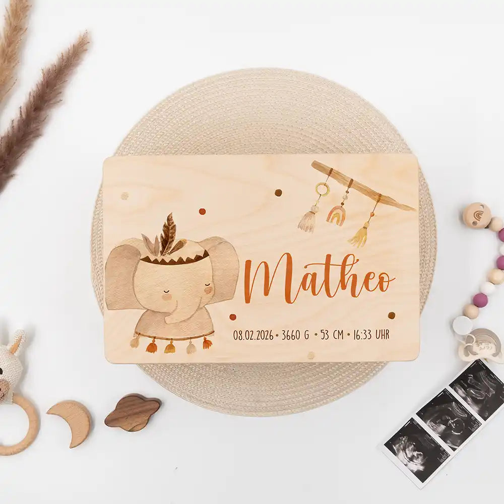 Erinnerungsbox Baby Elephant Boho