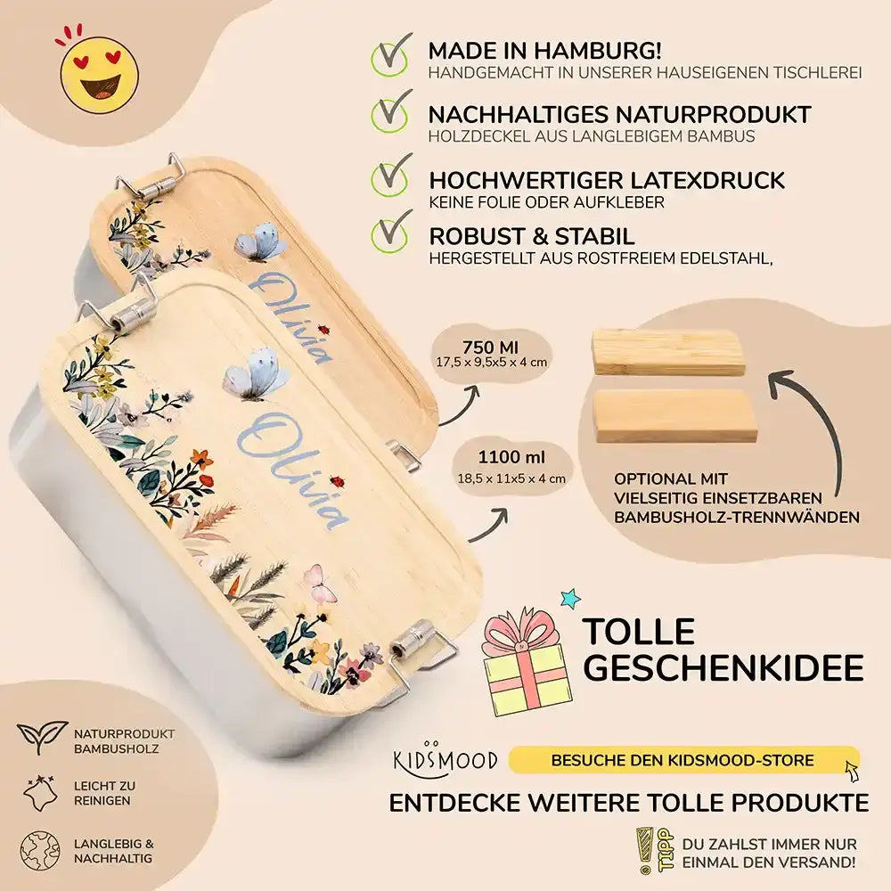 detailansicht der gravierten blumen motive auf brotdose