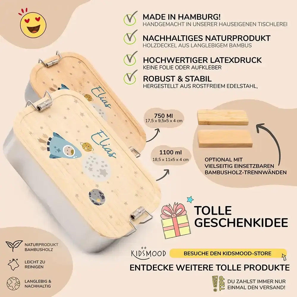 detailansicht der gravierten weltall motive auf brotdose