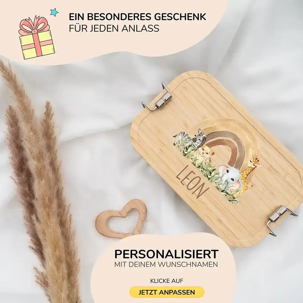 brotdose mit rainbow animals motiv und individuellem namen