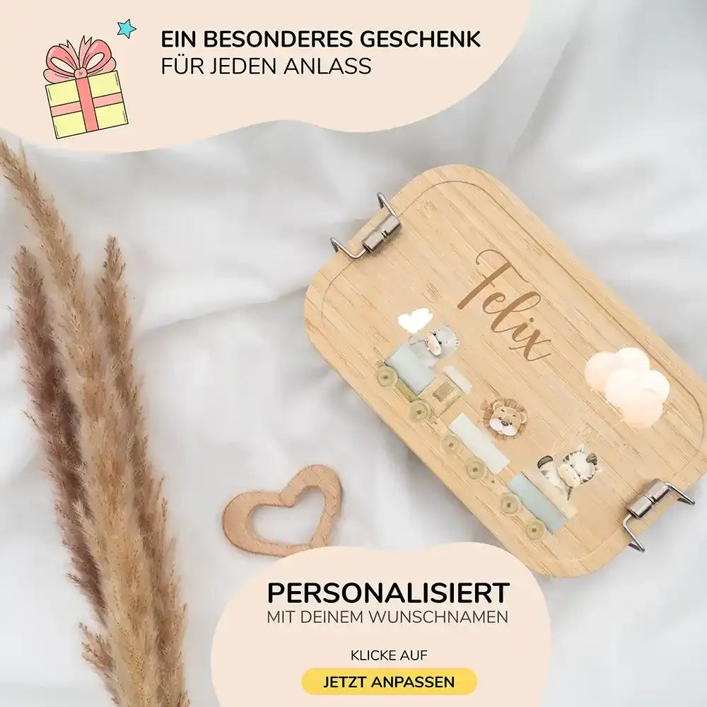 brotdose mit tiere eisenbahn motiv und individuellem namen