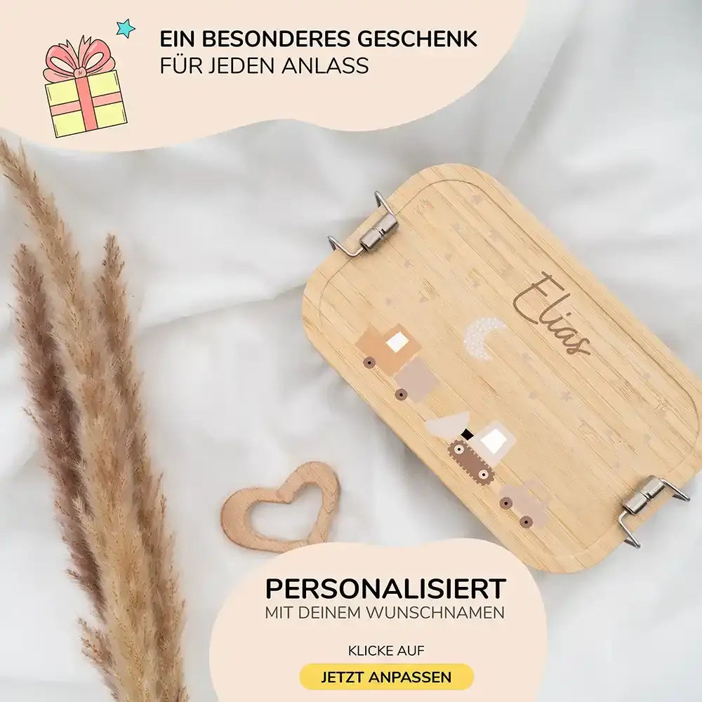 brotdose mit baustellen motiv und individuellem namen