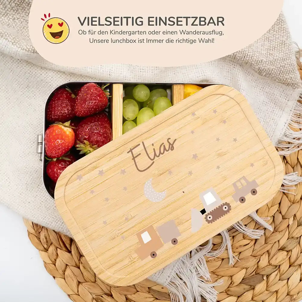 hochwertige brotdose mit baustellen personalisiert