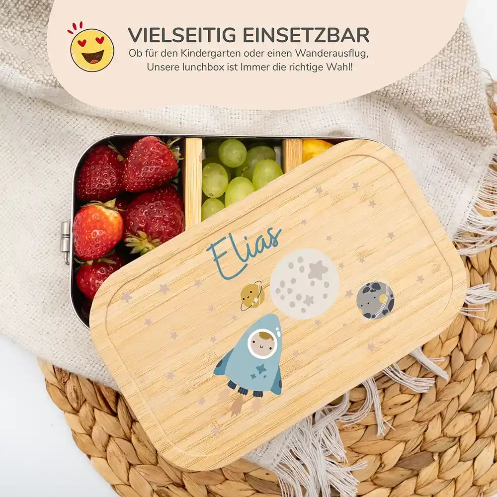 hochwertige brotdose mit weltall personalisiert