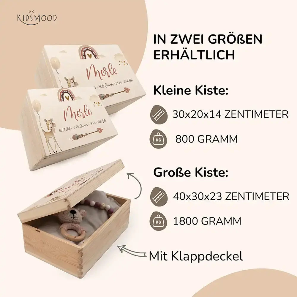 Erinnerungsbox Baby - Reh Regenbogen Boho