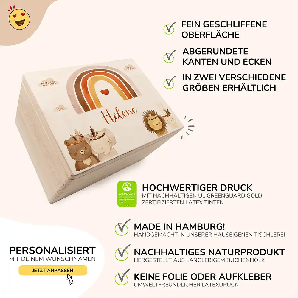 Erinnerungsbox Baby - Boho Tierfamilie