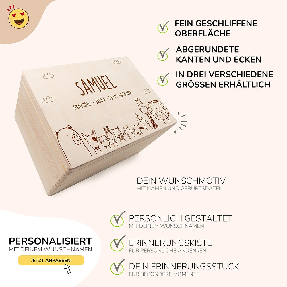 Erinnerungsbox Baby - Tierfamilie Jungle