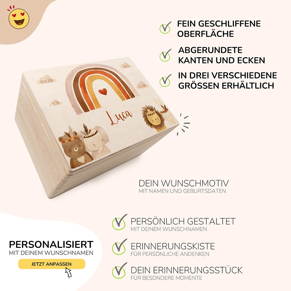 Erinnerungsbox Baby - Boho Tierfamilie