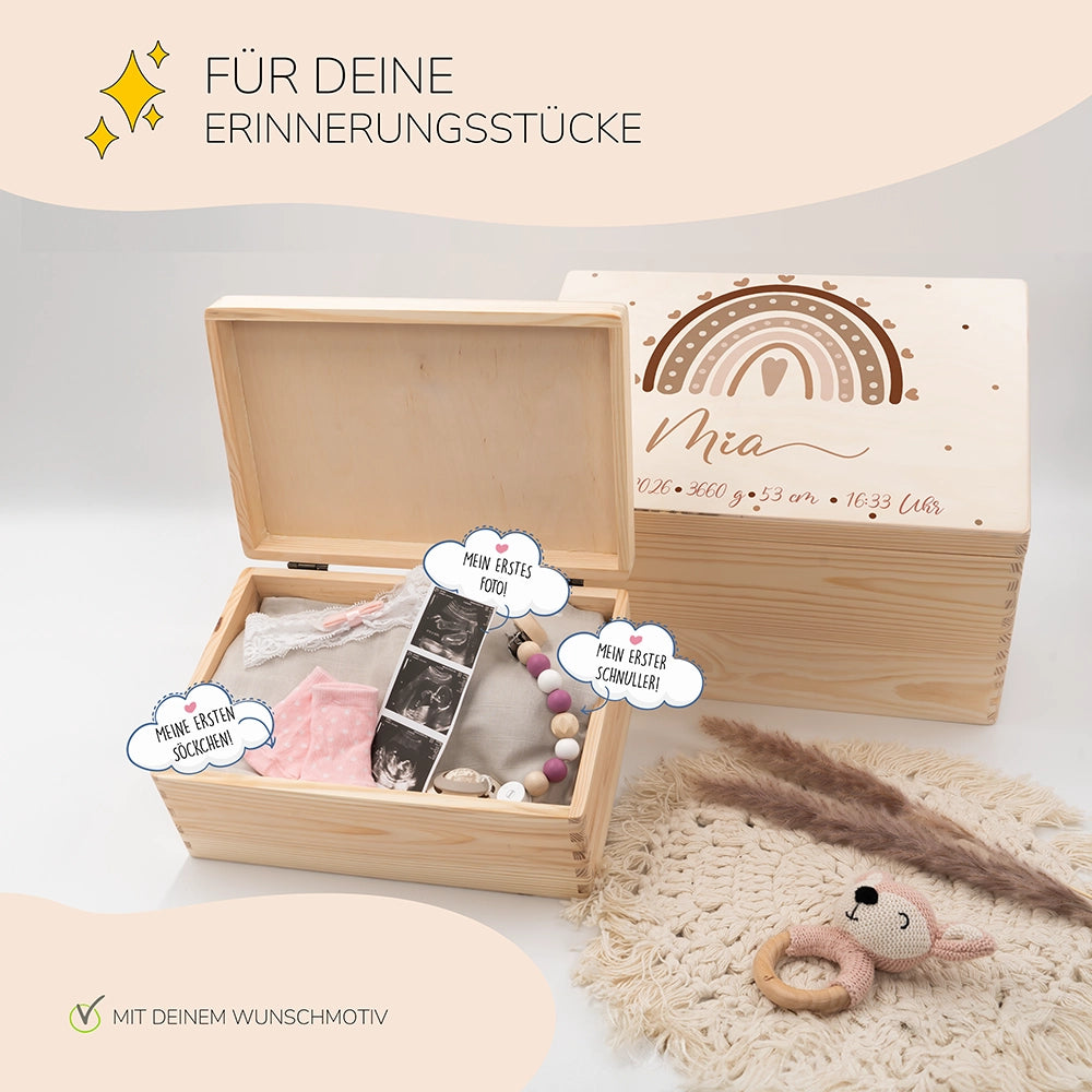 Erinnerungsbox Baby - Regenbogen Herz
