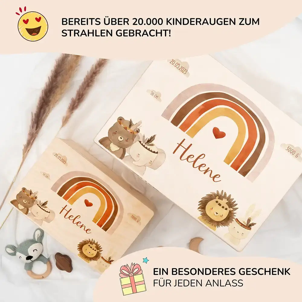 Erinnerungsbox Baby - Boho Tierfamilie
