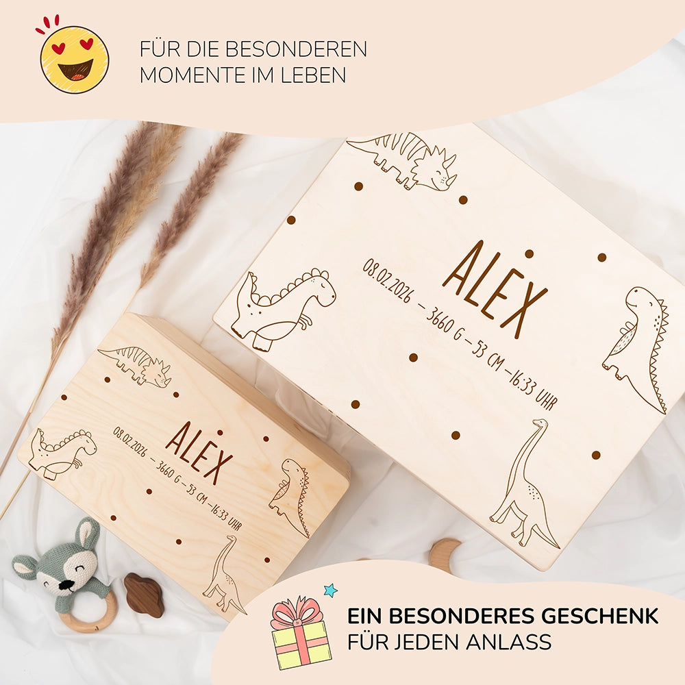 Personalisierte Erinnerungskiste - Dino Familie