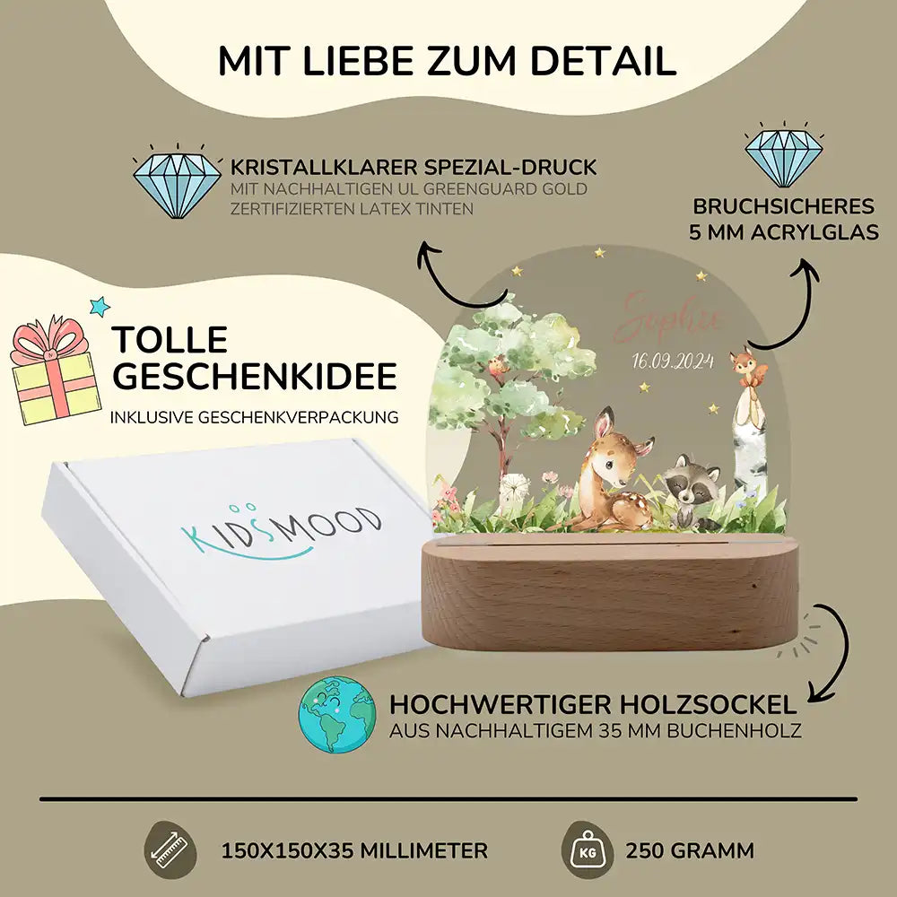 Nachtlicht Kinder personalisiert Weihnachten - Reh