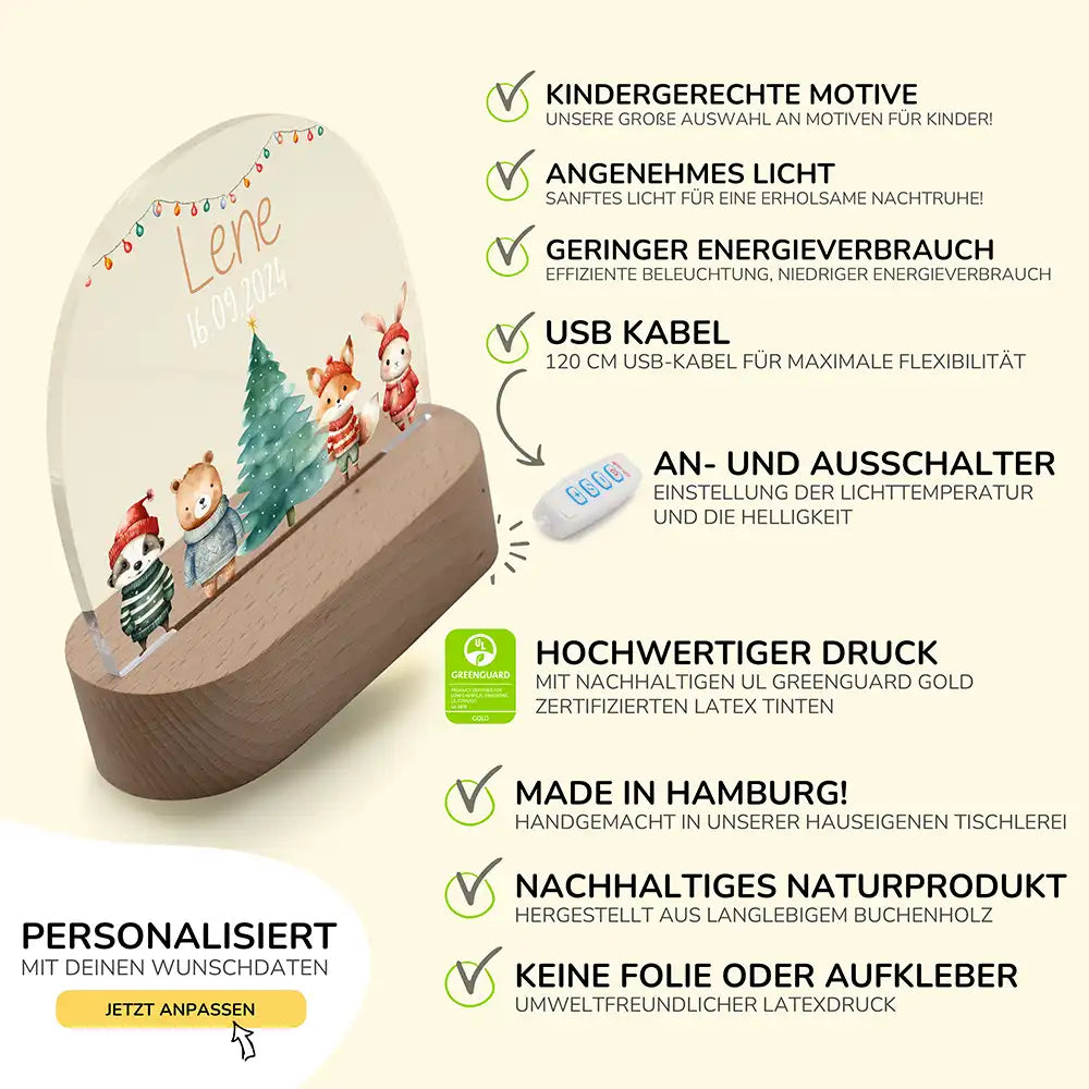 Nachtlicht Kinder personalisiert Weihnachten - Kleine Entdecker