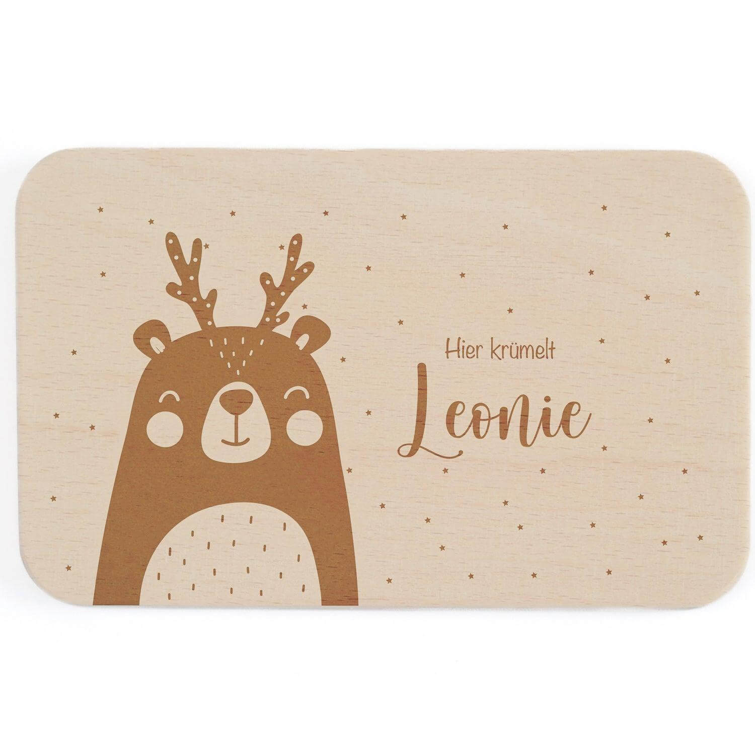 custom wooden breakfast board with Christmas bear design