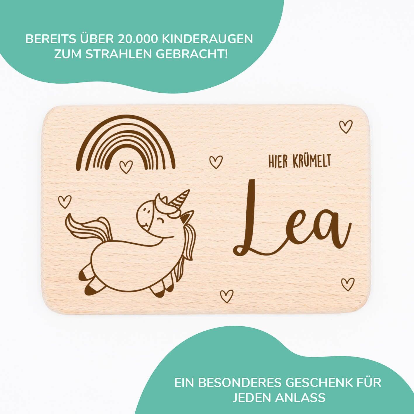 close-up of breakfast board with regenbogen einhorn motif
