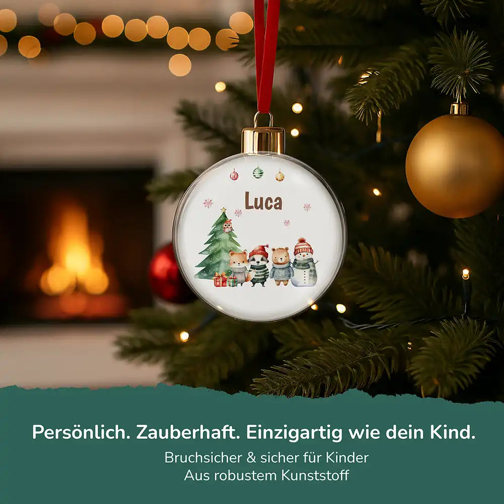 Weihnachtskugel personalisiert mit Namen - Waldzauber