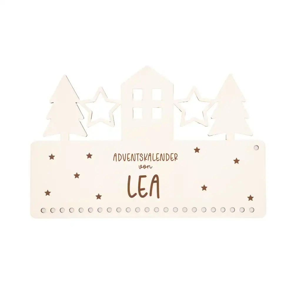 Personalisierbarer Adventskalender "Stadtsilhouette" - Holz & Jute für Kinder