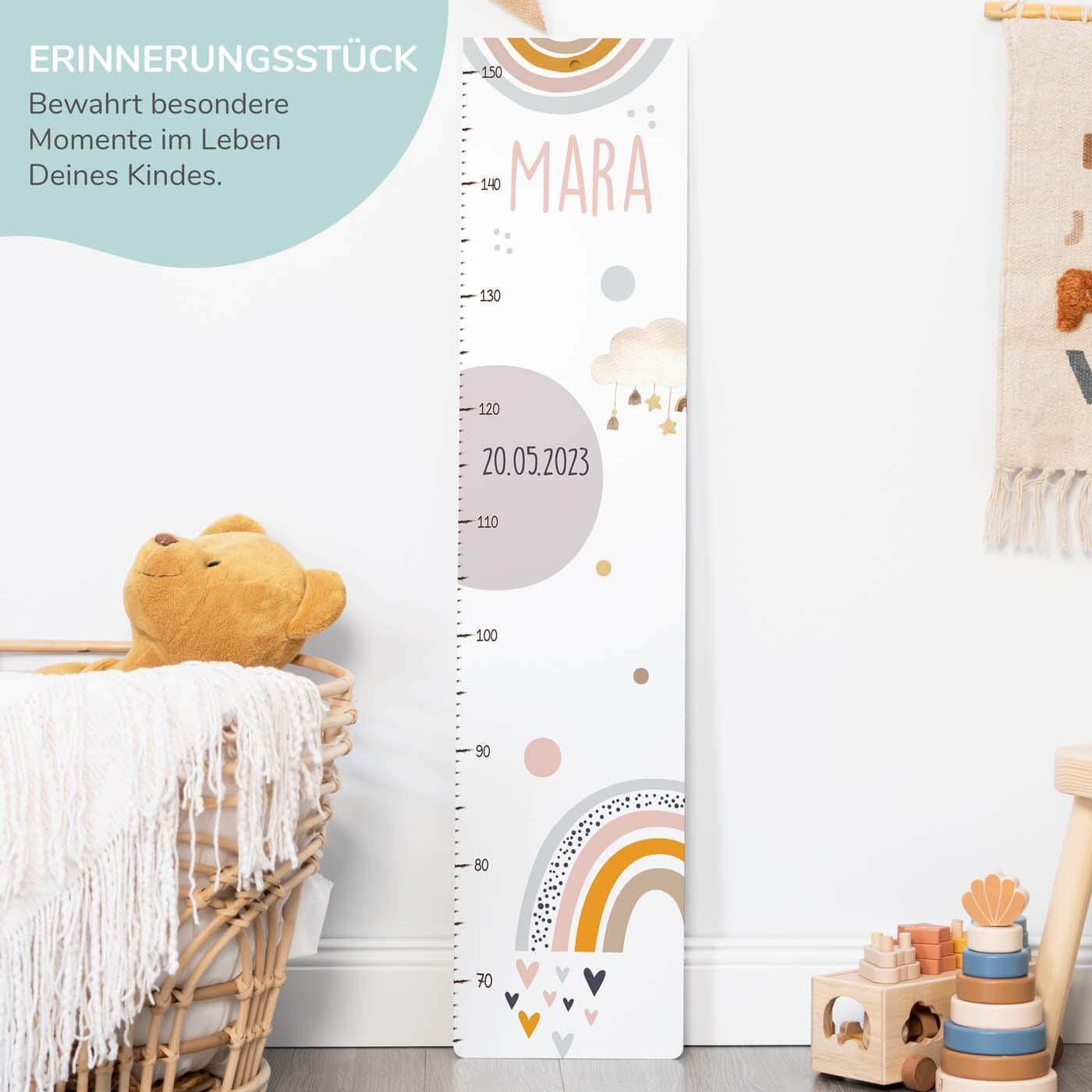 growth chart with rainbow and clouds for kids