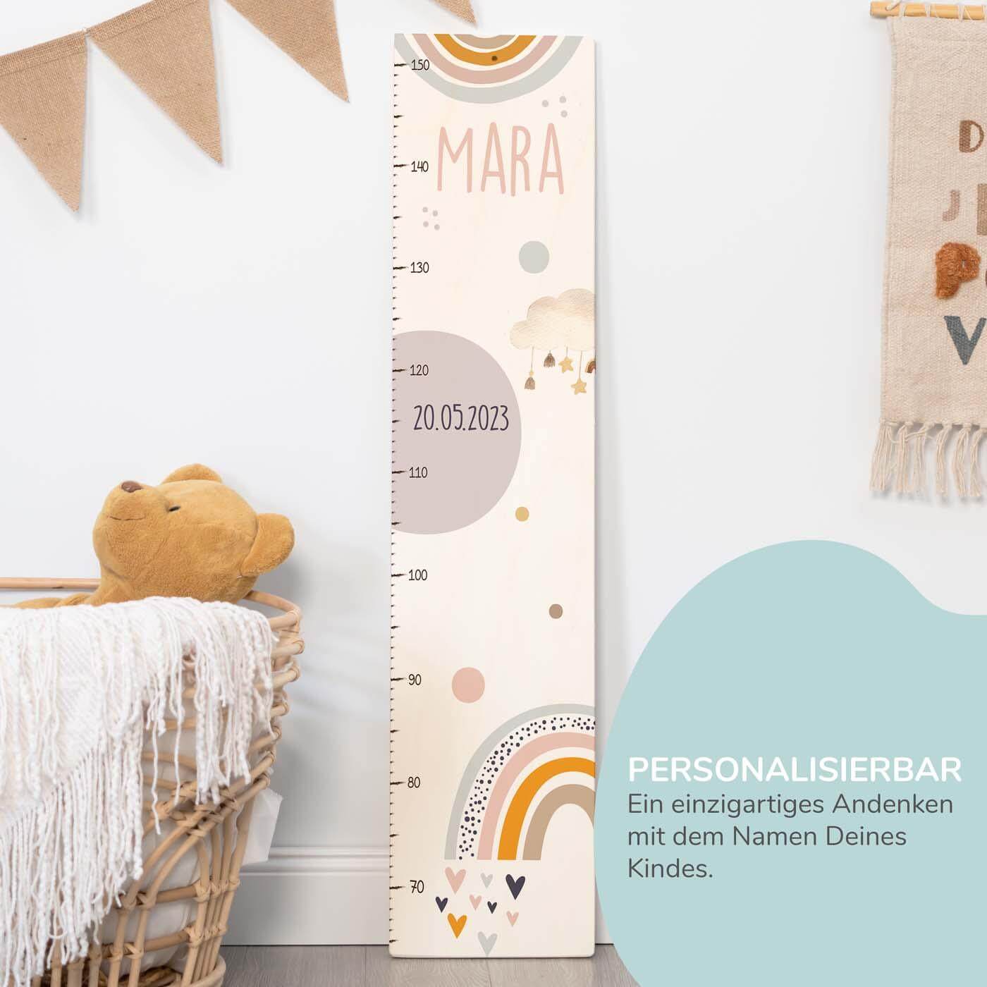 engraving detail on rainbow and clouds growth chart