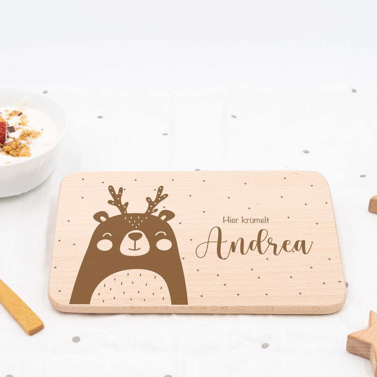 personalized Christmas bear breakfast board with custom name