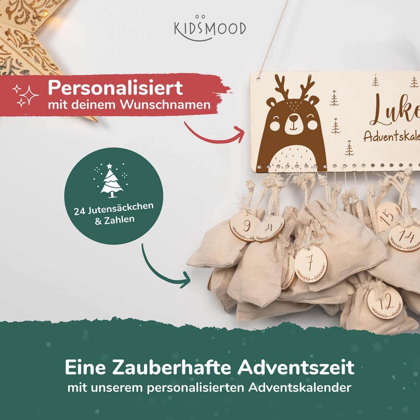 engraved advent calendar with custom name and design