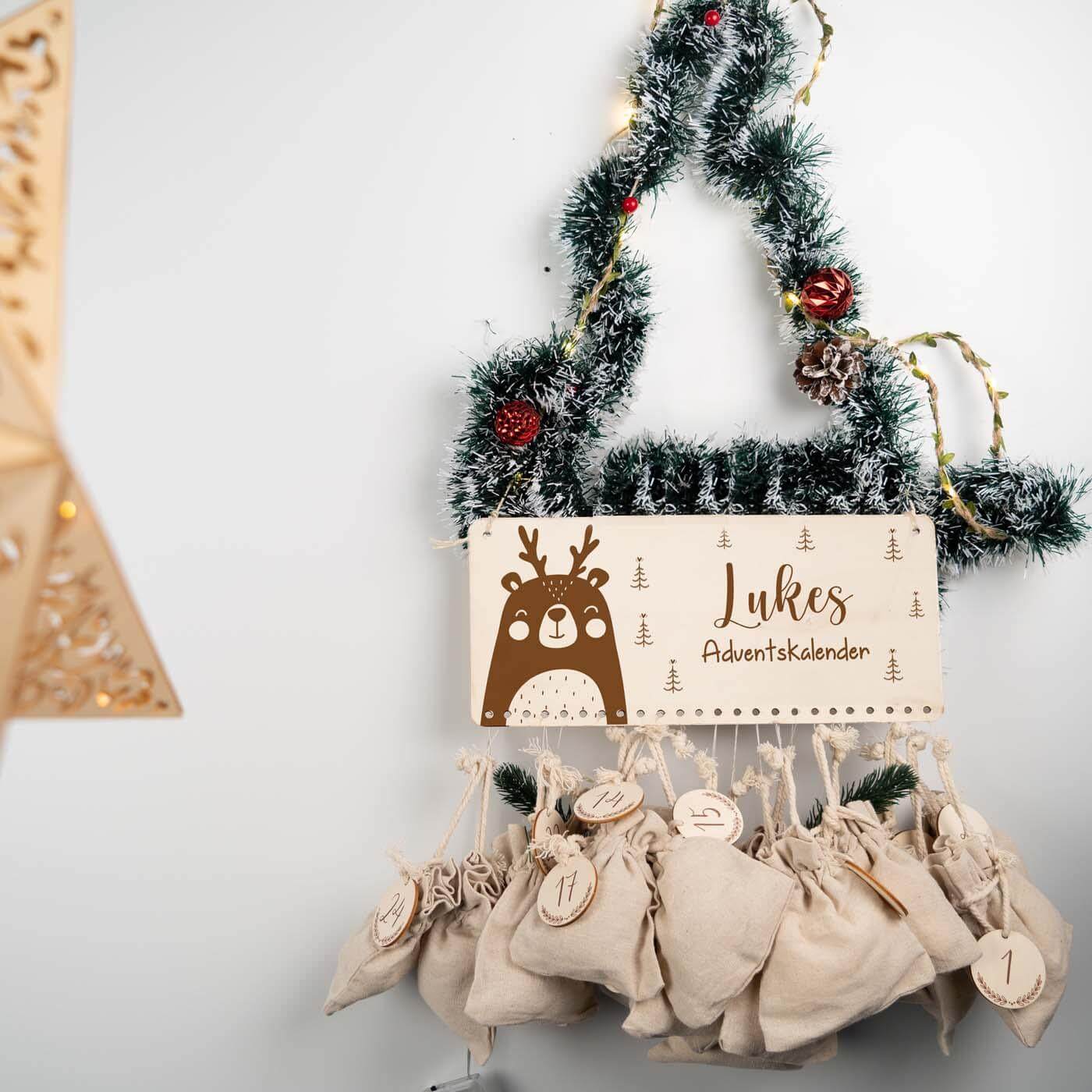 custom wooden advent calendar with name engraving