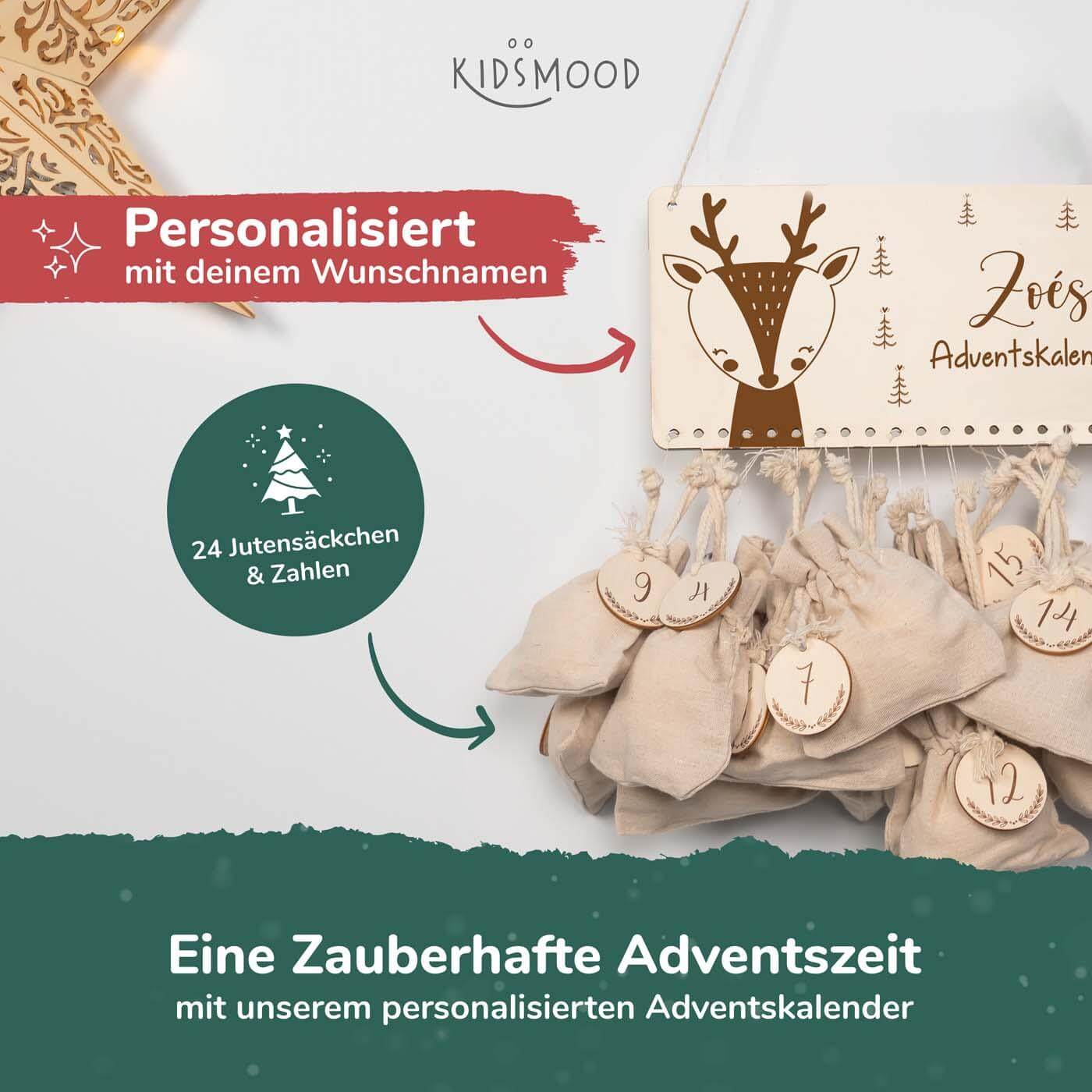 engraved advent calendar with moose and custom name