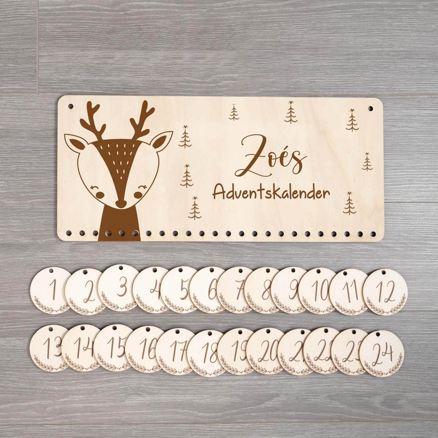 engraved moose advent calendar with custom name