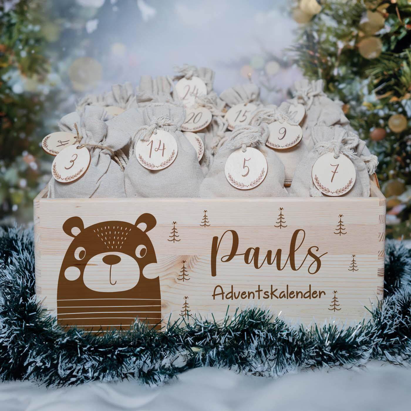 personalisierter adventskalender mit bär design