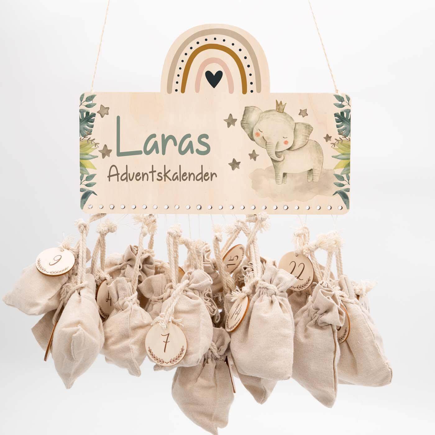 personalized advent calendar with elephant design