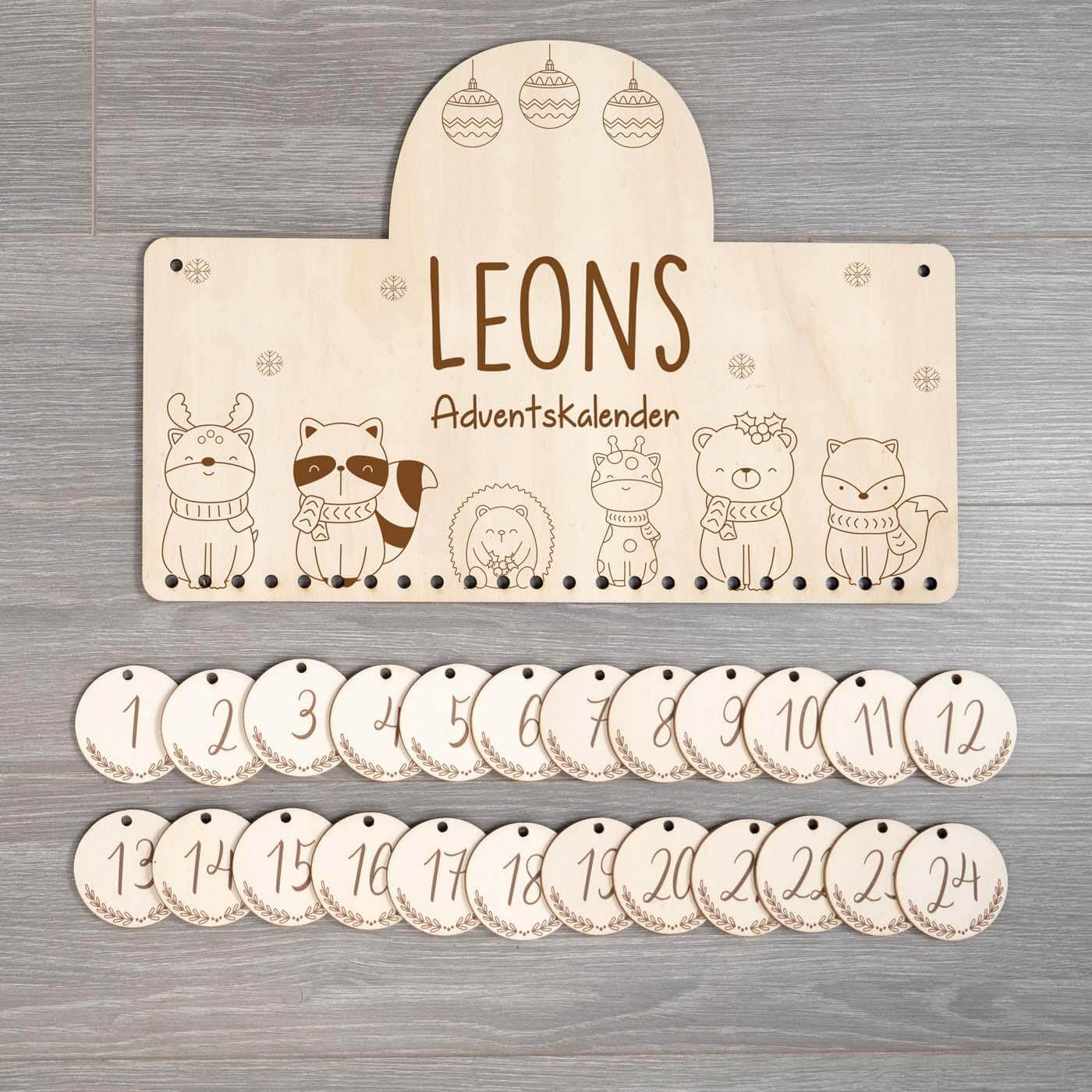 advent calendar with tierfamilie motif for children