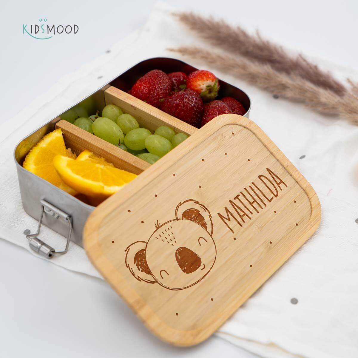 close-up of lunchbox with koalagesicht motif